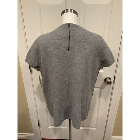 Les Copains Gray Wool Crew Neck Sweater w/ Sequin Front, Sz 16 (US) 50 (EU) - Picture 6 of 7